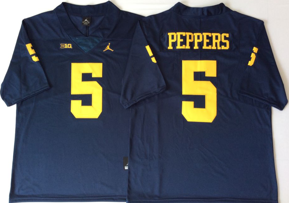 NCAA Men Michigan Wolverines Blue #5 PEPPERS